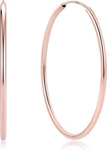 Vista 10 de ChicSilver Aretes de aro de plata de ley para mujer, aros de plata de ley 14k dorado