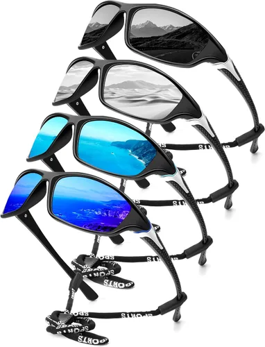 Vista 32 de KALIYADI 4 Pack Polarized Sunglasses-Men Sports Sun-glasses: Mens Sunglasses UV Protection for Fishing Driving Cycling