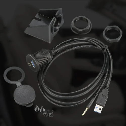Vista 7 de Paquete de 2 cables USB 3.0 y 0.138 in para montaje en automóvil de 0.138 in + extensión AUX USB 3.0 para tablero de salpicadero, cable de montaje