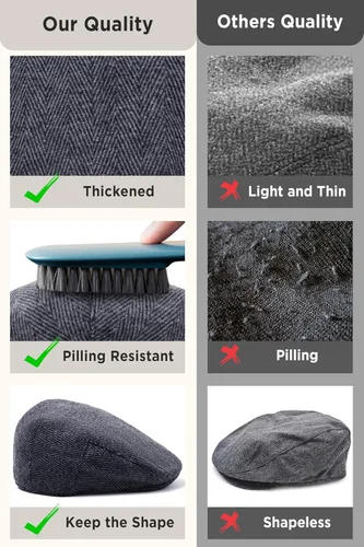 Vista 3 de BABEYOND Gorra plana para hombre, sombreros de taxi de tweed de espiga para hombre, sombreros de conducción irlandesa de los años 20, sombrero