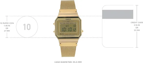 Vista 3 de A700WMG-9A Casio - Casio - Casio de cuarzo digital dorado a la moda Azul Patchwork talla 36 Digital