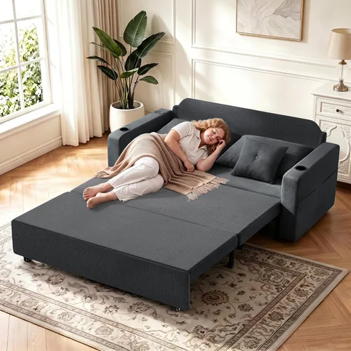 Vista 2 de Krcix Sofá cama 3 en 1, sofá cama extraíble de 56 pulgadas, sofá biplaza