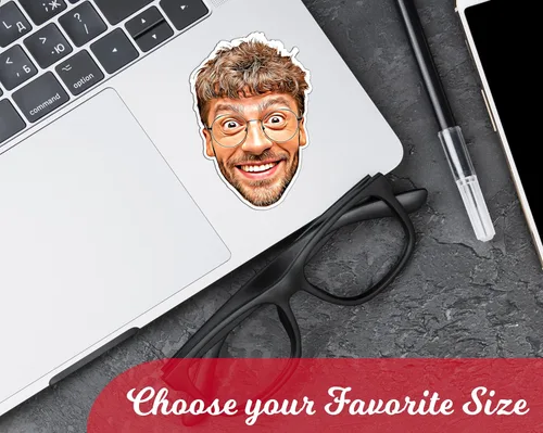 Vista 4 de Dibujos animados personalizados, calcomanía de cara elegante, hoja con caras de dibujos animados, tamaño mezclado, calcomanías divertidas para fotos