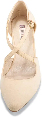 Vista 3 de IDIFU Lynn - Vestido de tacón bajo para mujer, con puntera cerrada, tacón grueso, correa cruzada, boda, fiesta, oficina, zapatos, 5