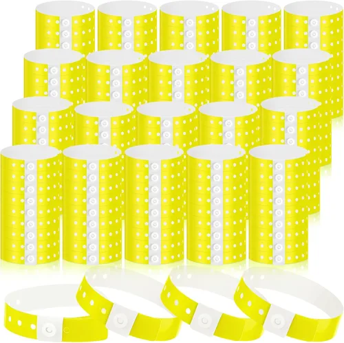 Vista 8 de 600 pulseras de plástico para eventos, vinilo, colores surtidos Adjustable Snap, Bulk Waterproof Neon Colored Arm Bands, For Admission Pools