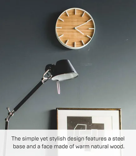 Vista 5 de YAMAZAKI Inicio Reloj de pared - Madera moderna Decoración del hogar Acero + Madera Talla única Ceniza