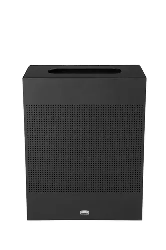 Vista 10 de Rubbermaid Commercial Products Silhouette Cubo de basura cuadrado con tapa abierta, 16 galones, plateado metálico, interior para oficinas/vestíbulos