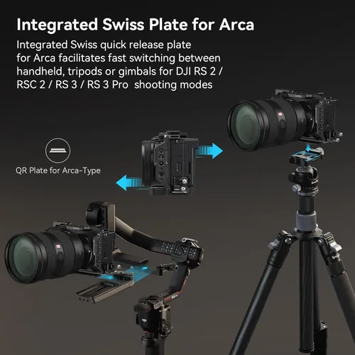 Vista 5 de Kit de Jaula SmallRig para Sony A6700 con Abrazadera de Cable para HDMI, Placa de Liberación Rápida Integrada para Tipo Arca, Jaula de Vídeo