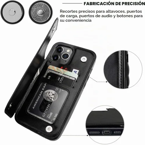 Vista 7 de ONETOP Funda tipo cartera para iPhone 12 Pro Max con tarjetero, color negro