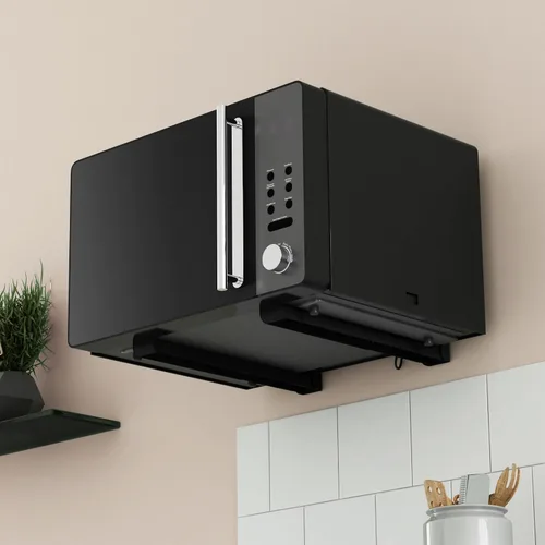 Vista 7 de AVF Par de soportes para horno de microondas montados en pared, soporta hasta 99 libras, color negro Heavy-duty steel, 11.3–17.7 inch adjustable