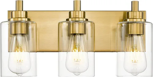 Vista 8 de Lámparas de baño, lámpara de tocador moderna de 4 luces con pantalla en forma de copa de vino de vidrio transparente, accesorios de iluminación Negro