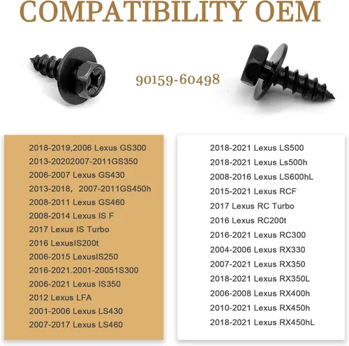 Vista 7 de 30 tornillos de cabeza hexagonal OE 90159-60498, tornillos de repuesto para RAV4 Avalon Camry Highlander Prius ES300h GS350
