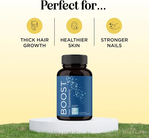 Vista 2 de Biotin 10000mcg y suplemento de colágeno – Suplemento para el crecimiento del cabello con palma enana americana para mujeres y hombres – Cola
