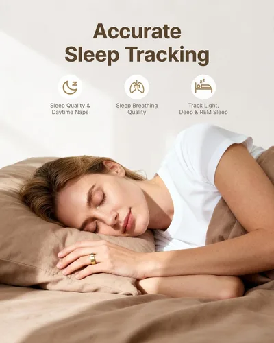 Vista 4 de Anillo inteligente para mujeres/hombres, anillo de seguimiento de actividad física con vibración de llamada y alarma, frecuencia cardíaca, oxígeno