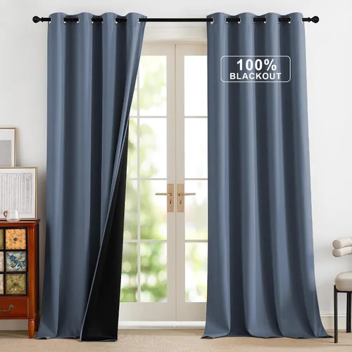 Vista 38 de NICETOWN Cortinas 100% Opacas Cortas de 36 Pulgadas de Largo para Dormitorio, Privacidad Aislamiento Térmico con Ojales Cortinas de Ventana