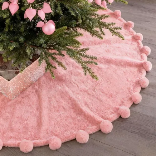 Vista 11 de ORTIGIA Falda de Árbol de Navidad de Camión de 48 Pulgadas Cuadros Búfalo Rojo Negro Falda de Árbol de Navidad Cuello Borde con Volantes para Granja