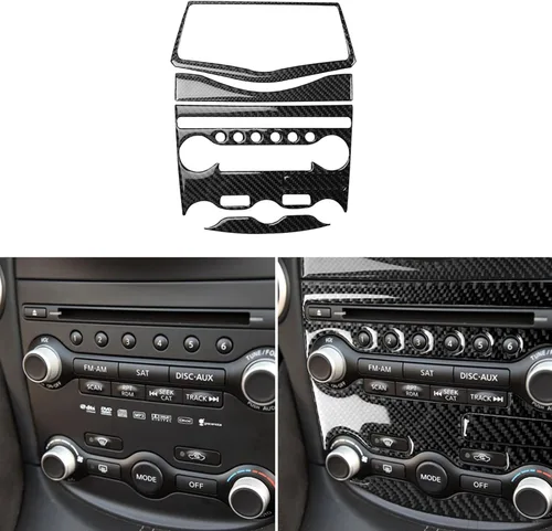 Vista 11 de Adhesivo decorativo de fibra de carbono suave para el interior del automóvil, velocímetro de control central, compatible con Nissan 370Z Z34 2019