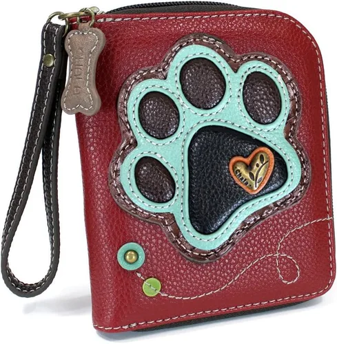 Vista 21 de Chala - Cartera con cremallera, para muñeca, 8 ranuras para tarjetas de crédito, piel sintética resistente Bluebird - Verde azulado
