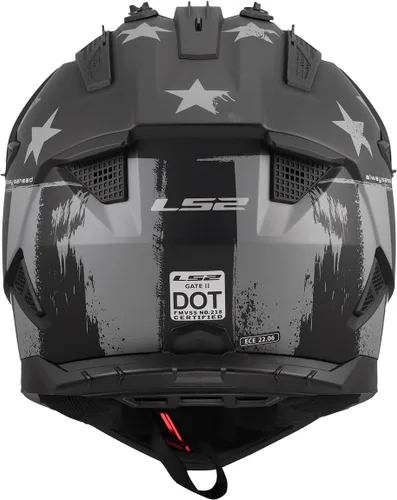 Vista 4 de LS2 Helmets Gate II - Casco integral para motocicleta MX Matte Battle Scar Tonal Gris/Negro