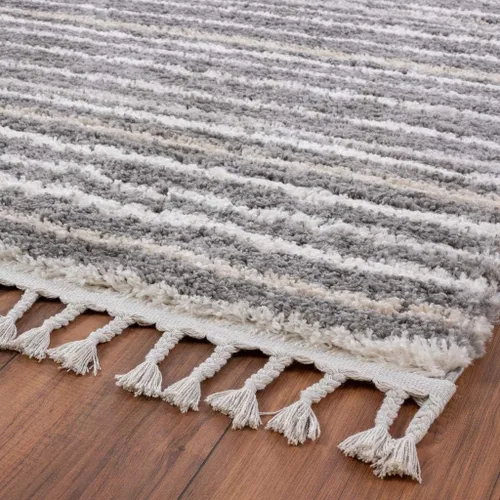 Vista 4 de LUXE WEAVERS Shaggy Collection 520 - Alfombra gris de 8 x 10 pulgadas, diseño de líneas Shagg