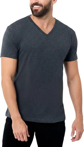 Vista 19 de Camiseta de manga corta con cuello en V para hombre, de algodón suave Sin marca - Blanco