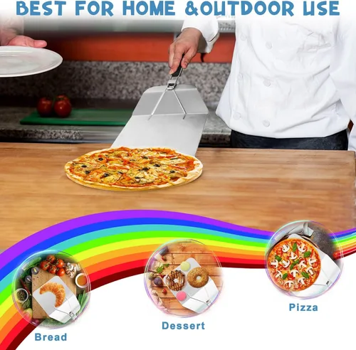 Vista 7 de Kit para hacer pizza, juego de sartén para pizza con cáscara de pizza de 12 pulgadas, sartén para pizza de 12 pulgadas, cortador de pizza de 11