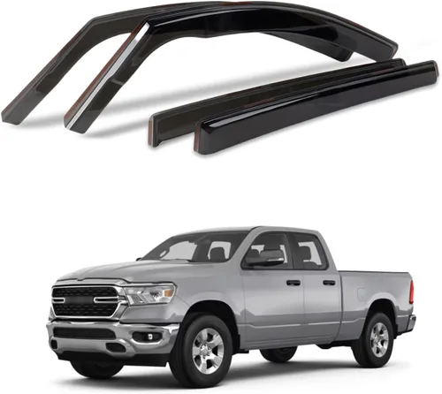 Vista 16 de Viseras de ventana compatibles con Wrangler JK de 4 puertas 2007-2018, protectores de lluvia negros en canal, 4 deflectores de ventana lateral
