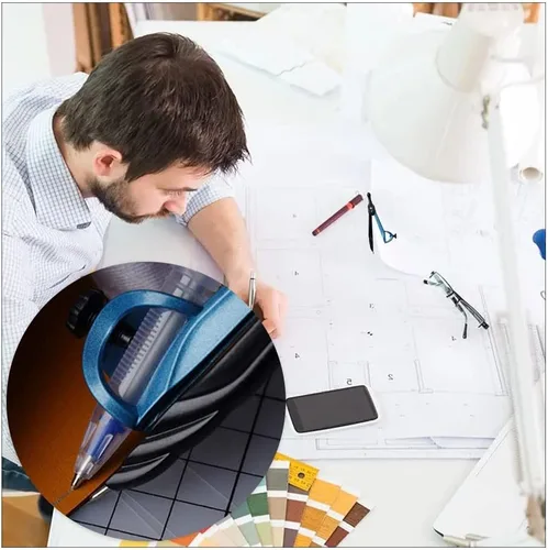 Vista 4 de Transportador y brújula para geometría Brújula profesional Brújula de carpintería precisa con portalápices dibujo ajustable