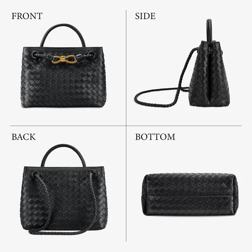Vista 6 de Woven Tote Bag for Women Leather Shoulder Handbag Designer Top Handle Purses
