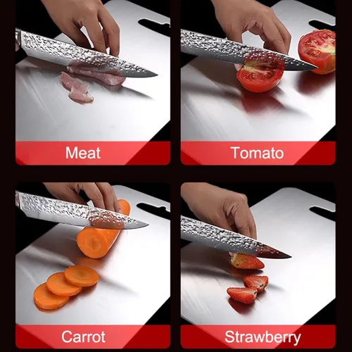 Vista 7 de [Usado] Tabla de cortar de acero inoxidable para cocina, tabla de cortar de acero inoxidable 304, tabla de cortar de metal con acabado de borde