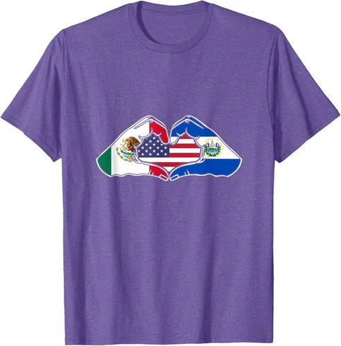 Vista 11 de Corazón manos México, El Salvador y Estados Unidos. Camiseta, Negro