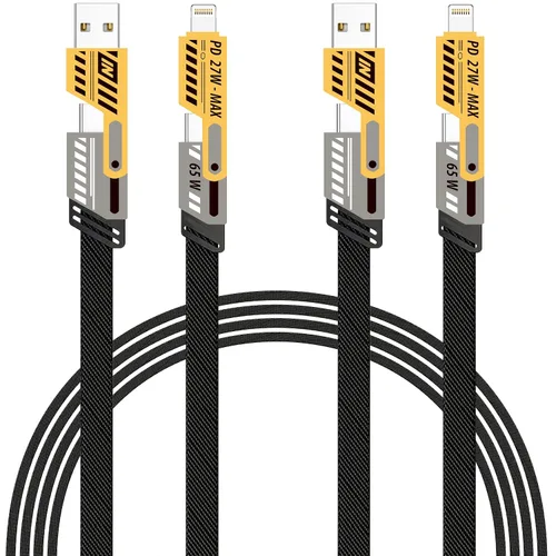 Vista 11 de IDISON Cable de carga múltiple (paquete de 3 de 4 pies), cable de carga 3 en 1, esencial de viaje, cable trenzado de nailon USB A/C, puerto USB A/C