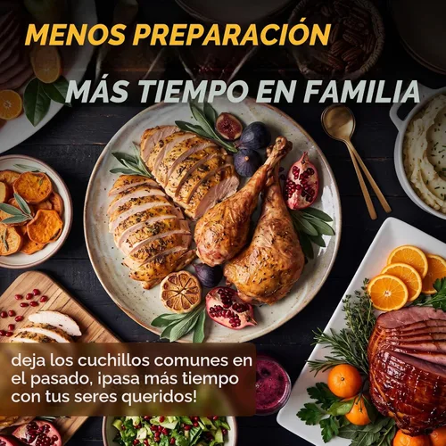 Vista 8 de Homaider - Cuchillo eléctrico para cortar carne 2 cuchillas, tenedor