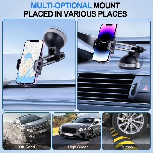 Vista 4 de Soporte universal para teléfono celular con ventosa para automóvil, soporte de celular seguro para automóvil, soporte ajustable
