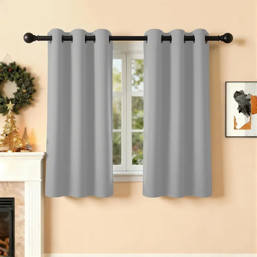 Vista 81 de Cortinas de oscurecimiento de habitación de 45 pulgadas de largo para dormitorio y sala de estar, cortinas térmicas aislantes con ojales
