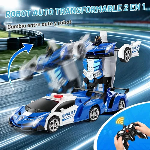 Vista 2 de FIGROL - Transform RC, auto-robot, control remoto, 2.4G, juguete, transformación de auto a robot con un botón y velocidad de derrape de 360, escala