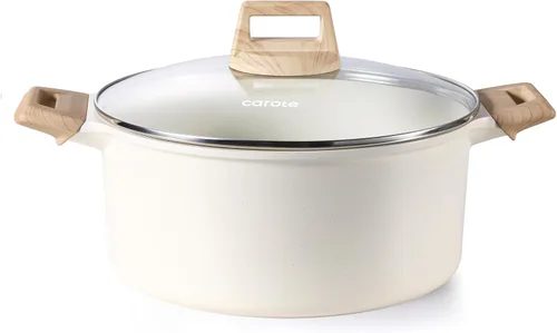 Vista 8 de CAROTE Olla antiadherente con tapa, cazuela de granito negro de 6 cuartos