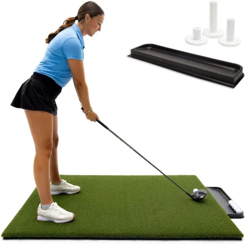 Vista 10 de Dura-Pro Alfombrilla de golf premium de césped para interiores y exteriores. Bandeja de regalo + 3 tees