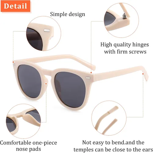 Vista 6 de Kelens Classic - Gafas de sol de marco de plástico retro redondo para mujer protección UV400 lentes polarizadas