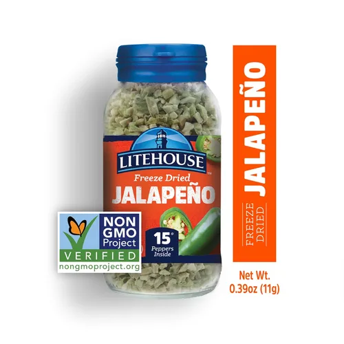 Vista 6 de Litehouse Pimientos de jalapeño liofilizados – Pimiento liofilizado, sustituto del jalapeño fresco, hojuelas de pimiento seco, sin OMG, sin gluten