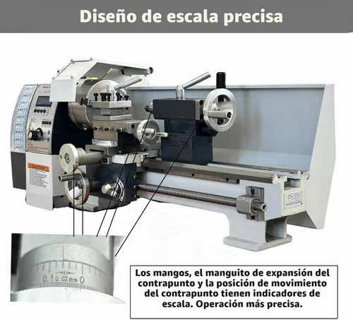 Vista 5 de INTSUPERMAI Mini torno de metal de 8 x 16 pulgadas / torno de sobremesa métrico electrónico sin engranajes automático cambio de métrico/pulgadas