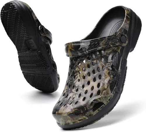 Vista 9 de Zuecos de verano antideslizantes para hombre, zapatos de jardín ligeros y suaves, zuecos para jardín, cocina, exteriores, playa, patio, piscina