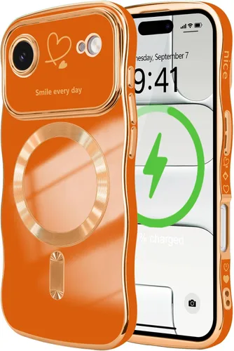 Vista 89 de LCHULLE - Funda magnética para iPhone 13 para mujeres y niñas, con forma ondulada, color azul bebé [Compatible with MagSafe] Cute Curly Wave, Love