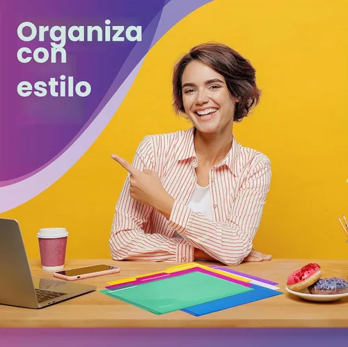 Vista 3 de Better Office Products Poly Project - Bolsillos para documentos, paquete de 18, pestañas de corte de 1/3, fundas de plástico para papel