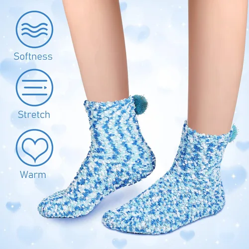 Vista 3 de SATINIOR 4 Pairs Valentine's Day Cupcake Socks Gifts for Women Girl Fuzzy Fluffy Sock DIY Present Socks Birthday Gifts