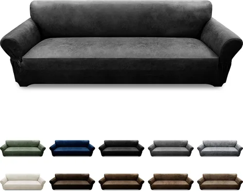 Vista 8 de Fundas para Sillón de 2 Piezas con Cojín en T, Fundas de Aspecto de Cuero para Sofá, Fundas para Sillas, Protector de Muebles Elástico, Funda