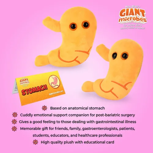 Vista 2 de GIANT MICROBES Felpa de estómago, debe tener bypass gástrico, imprescindible para cirugía bariátrica, regalos de gastroenterología, regalos