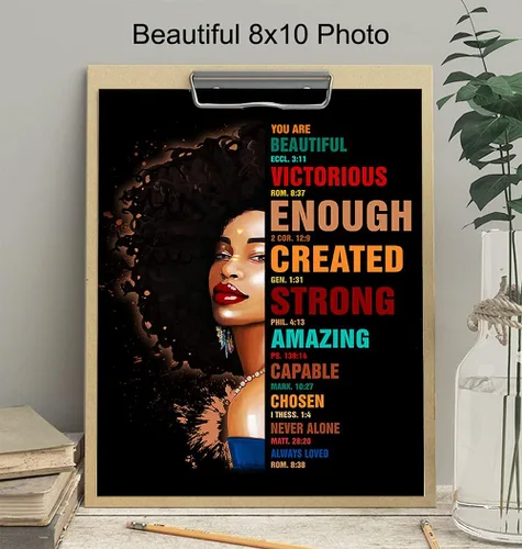 Vista 4 de God Says You Are African American - Arte de pared y decoración – Regalos de aliento religioso para mujeres negras – Afirmaciones cristianas – Salmos