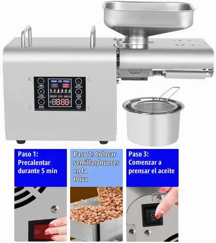 Vista 2 de Máquina automática de prensa de aceite de semillas de nuez Expulsor de aceite eléctrico Extractor de prensa de aceite para lino de coco, maní