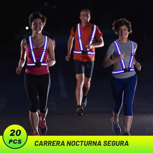 Vista 4 de Hercicy 20 piezas de chaleco reflectante de alta visibilidad, chalecos de seguridad, correas ajustables para correr, reflector ligero para Azul